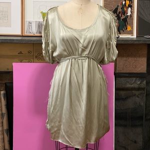 Satin tunic top in soft green